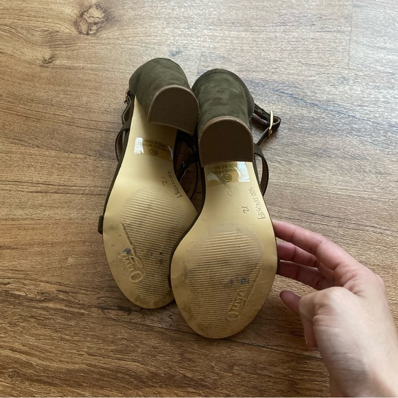 Green suede chunky heels - Picture 4 of 5